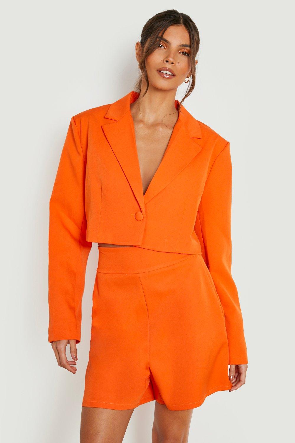 Укороченный пиджак строгого кроя boohoo, оранжевый