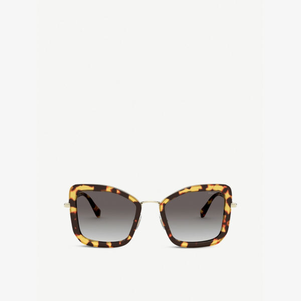 

MU 55VS 51 солнцезащитные очки в квадратной оправе из ацетата и металла с черепаховым принтом Miu Miu, коричневый