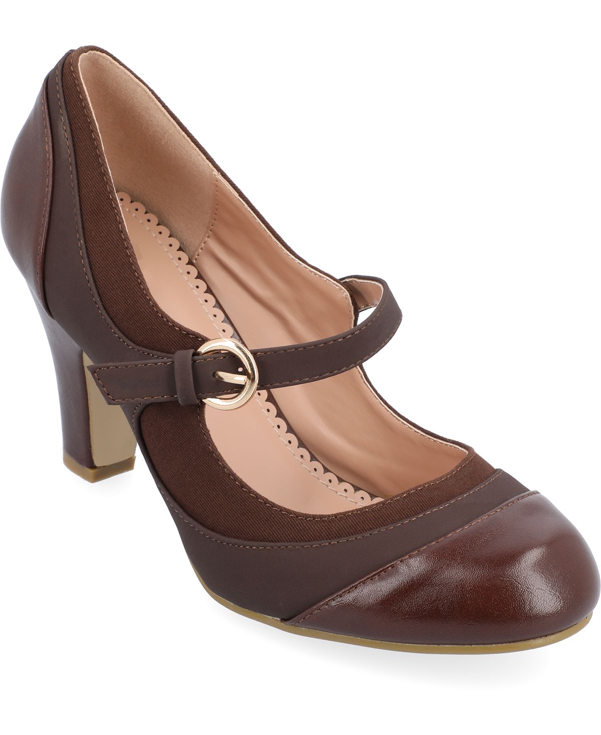 Женские твидовые туфли на каблуке с пряжкой Siri Journee Collection, коричневый