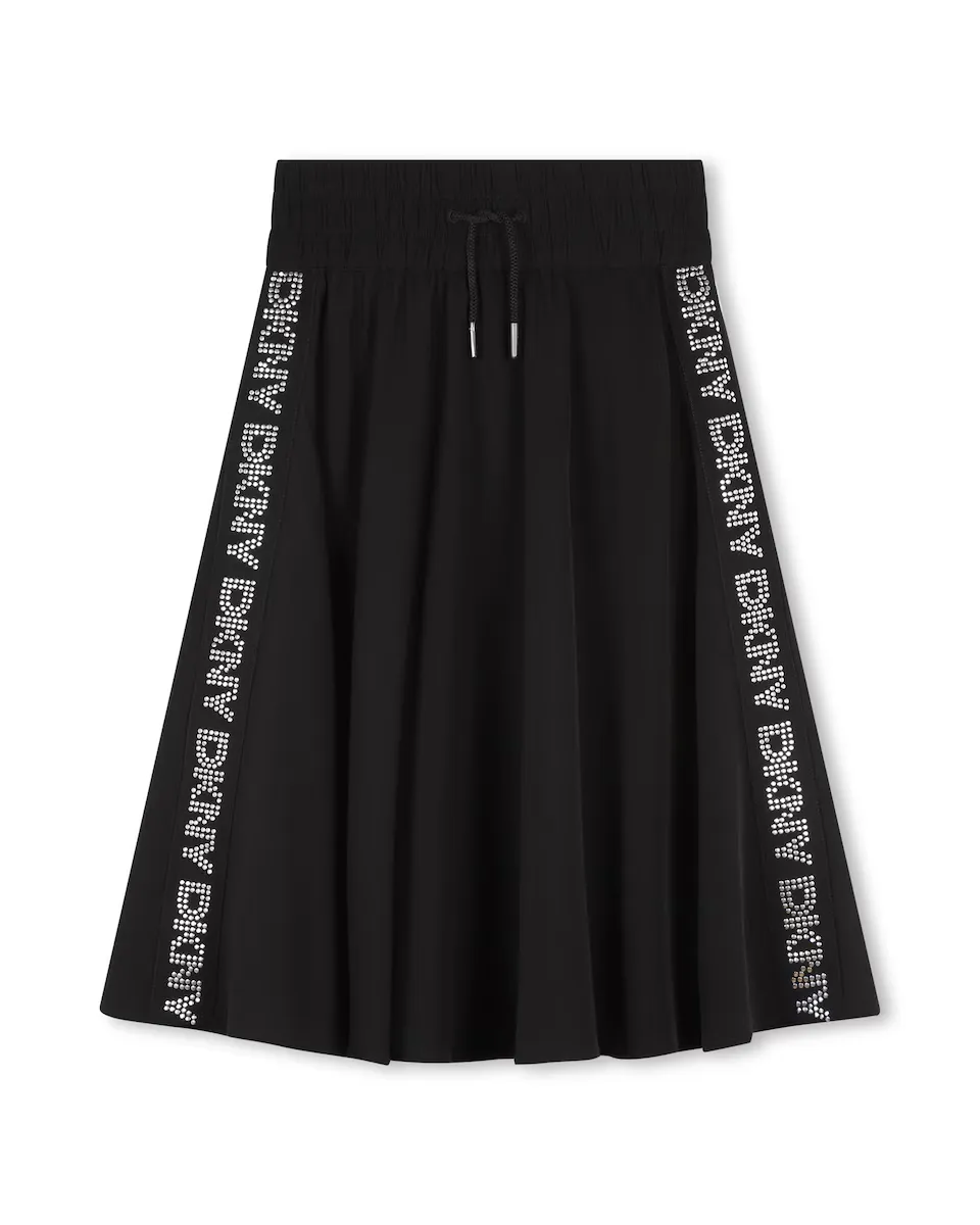 

Черная юбка для девочки с логотипом из стразов DKNY