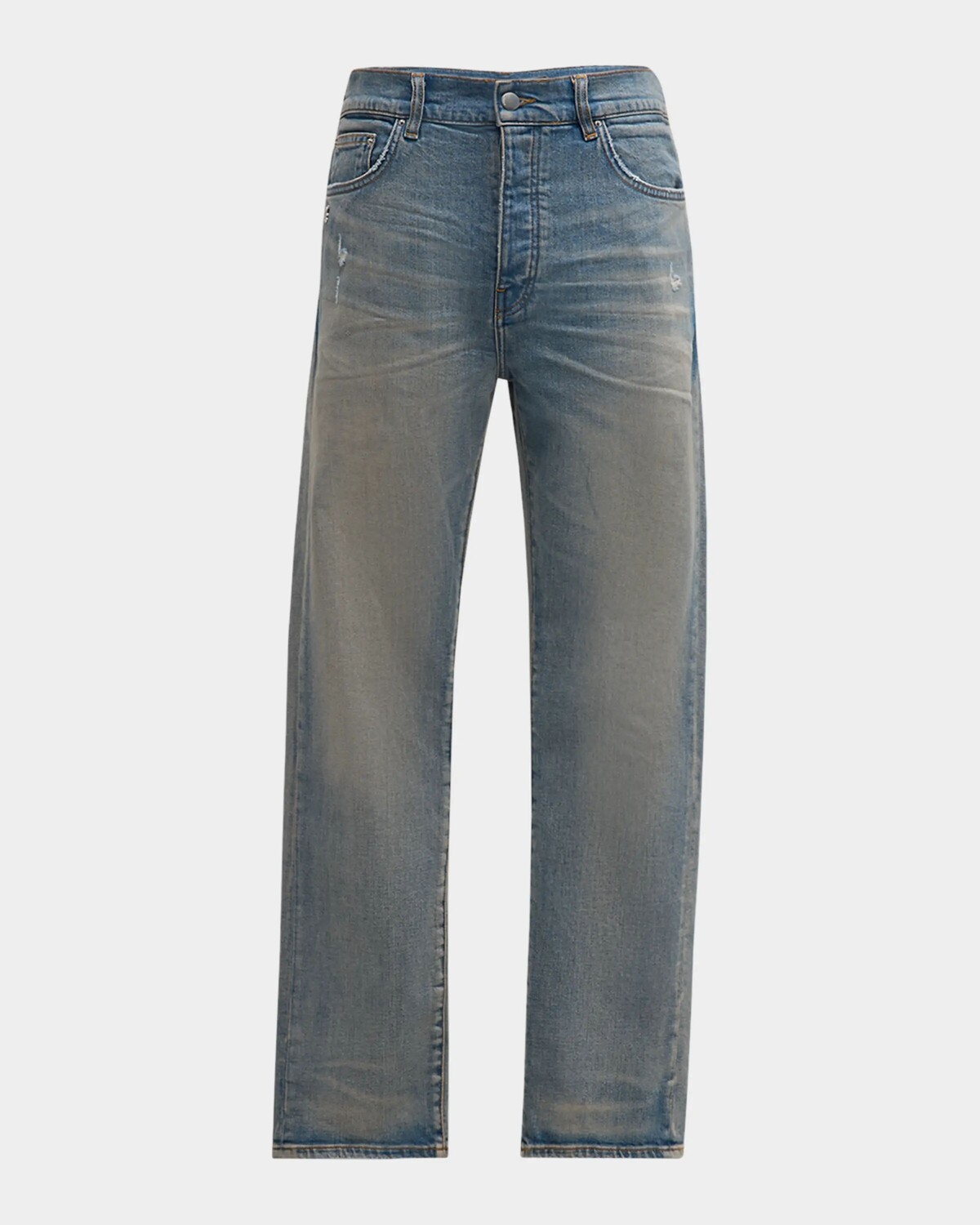 

Мужские потертые джинсы узкого кроя Amiri, цвет Antique Indigo