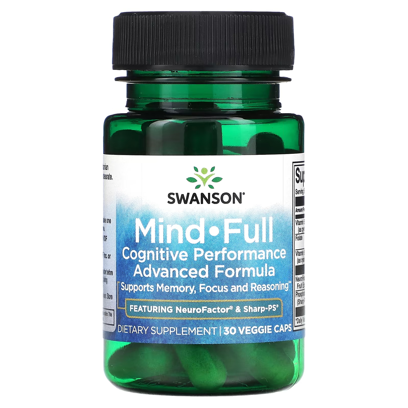 цена Витамины Swanson Mind-Full для когнитивной деятельности улучшенная формула, 30 капсул