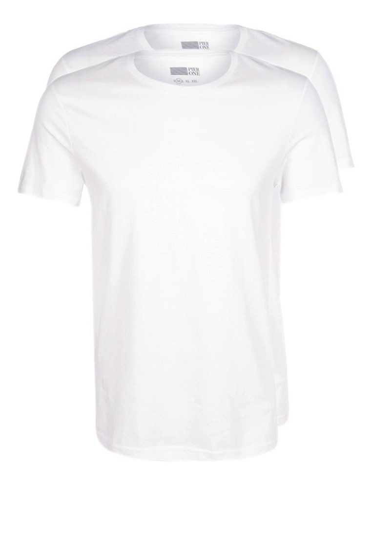 

Базовая футболка 2 ПАКЕТА Pier One, белая, Белый