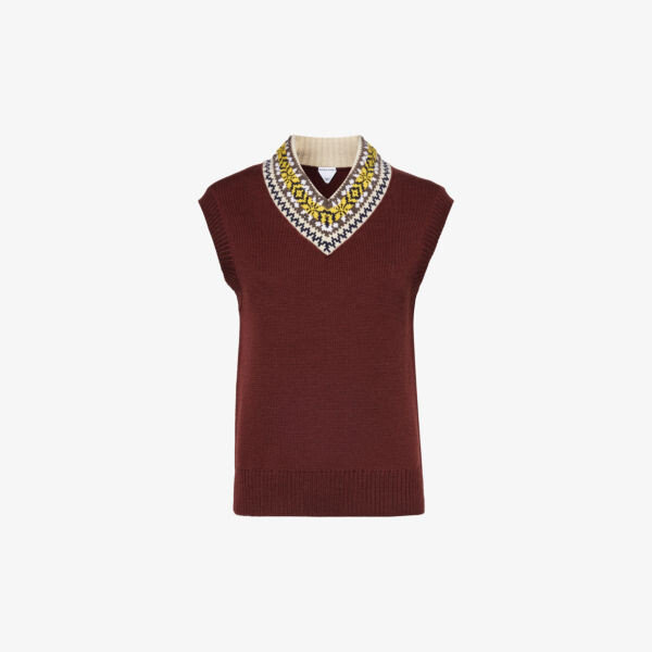 

Жилет из смесовой шерсти с V-образным вырезом Bottega Veneta, цвет merlot