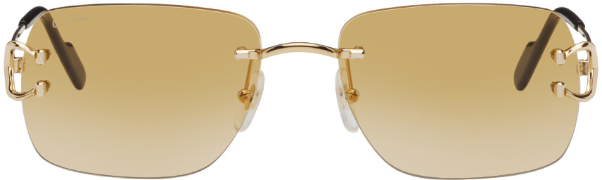 

Золотые солнцезащитные очки C de Cartier Cartier, цвет Gold/Gold/Yellow