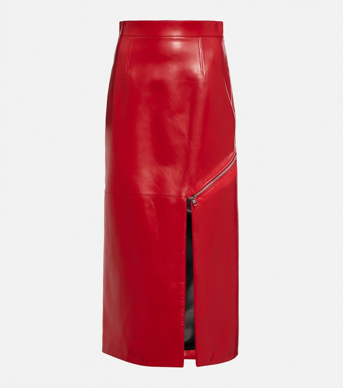 

Юбка миди из кожи асимметричного кроя ALEXANDER MCQUEEN, красный