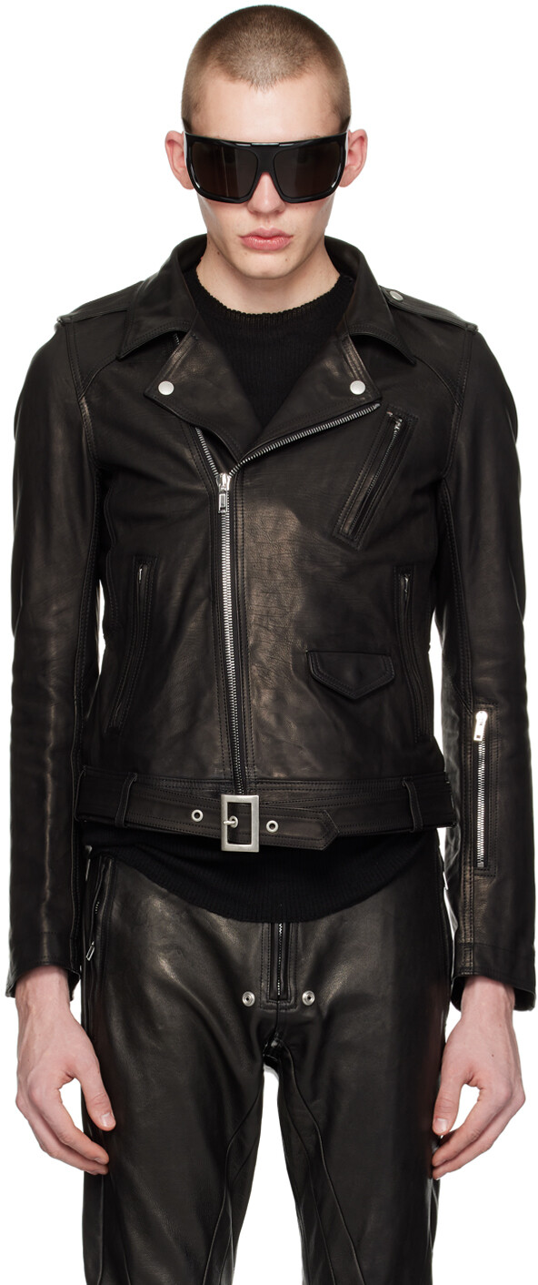 

Черный - Кожаная куртка Lukes Stooges Rick Owens, цвет Black
