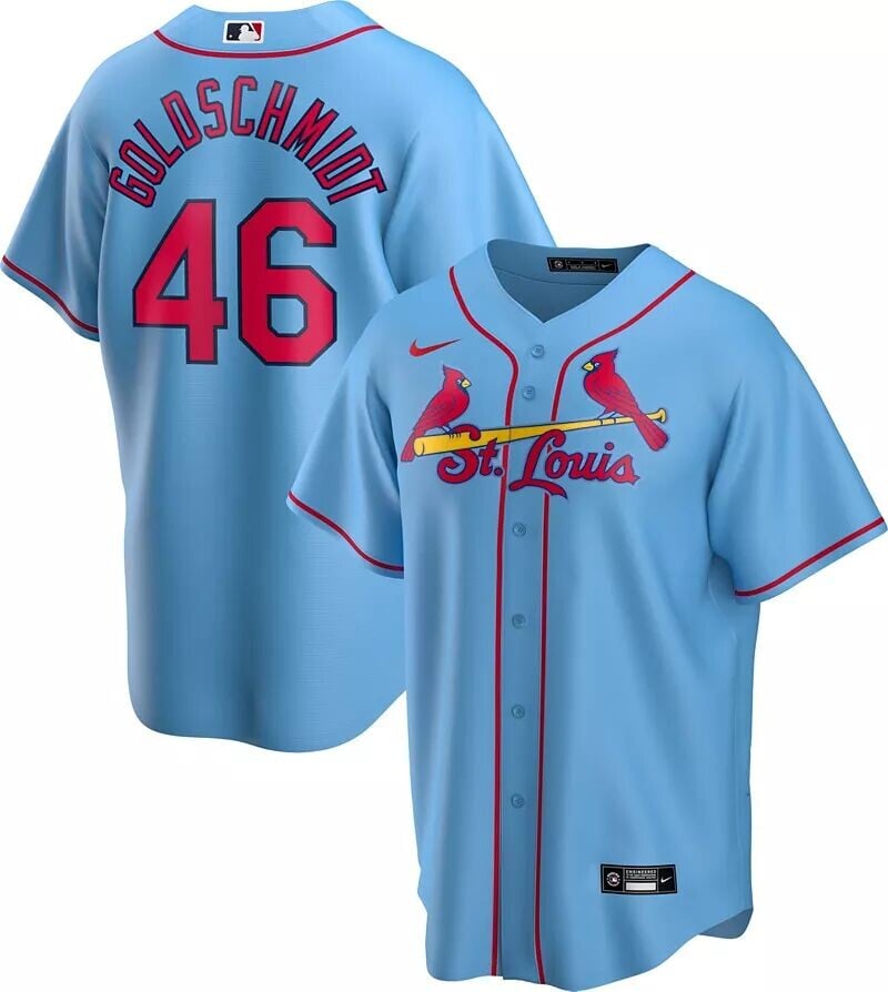 

Мужская реплика Nike St. Louis Cardinals Paul Goldschmidt # 46 Blue Cool Base Jersey