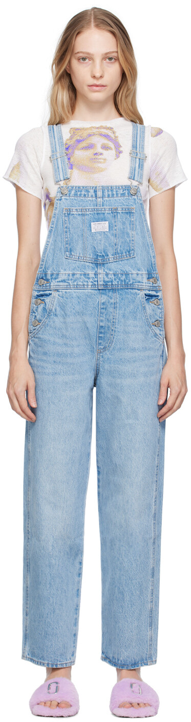 

Синий винтажный джинсовый комбинезон Levi's