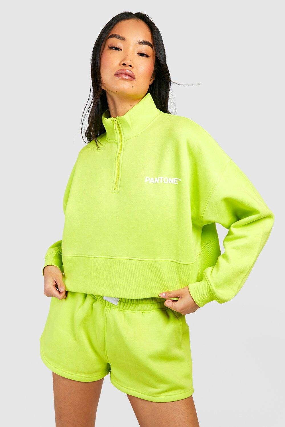 

Свитшот на половине молнии pantone Boohoo, лаймовый