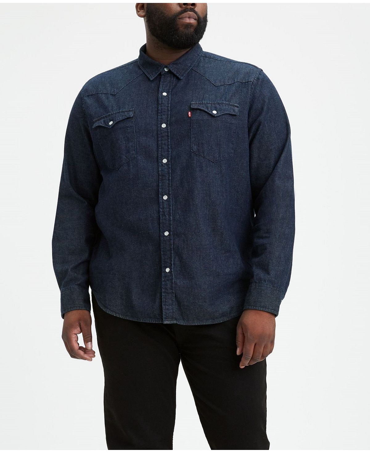 Мужская классическая джинсовая рубашка в стиле вестерн с длинным рукавом Big & Tall Levi's цена и фото