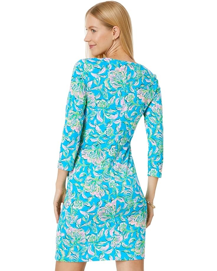 платье lilly pulitzer fairfax 3 4 sleeve dress цвет alba blue easy peasy Платье Lilly Pulitzer 3/4 Sleeve Tessa V-Neck Dress, цвет Cumulus Blue Chick Magnet