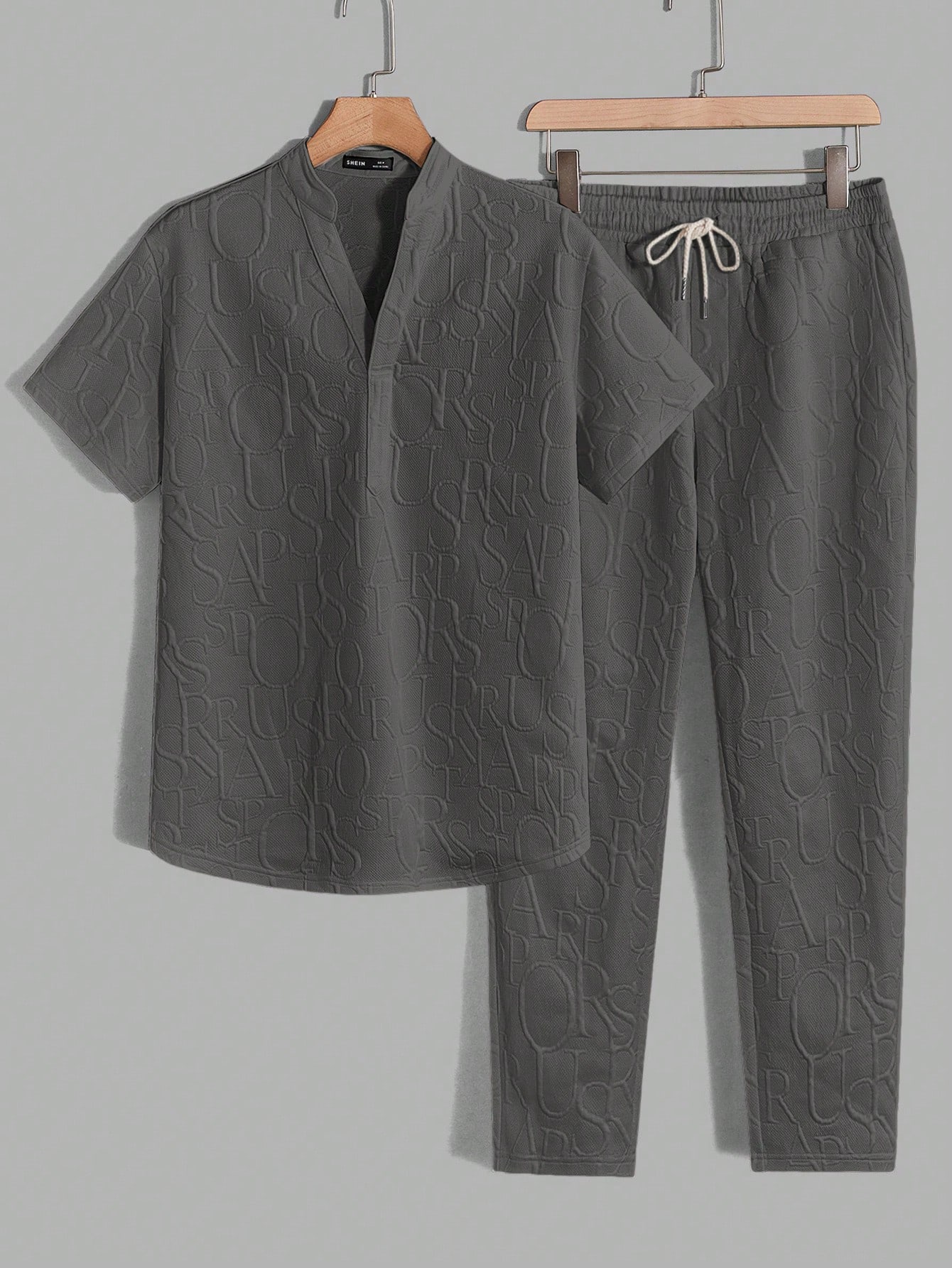 Мужская повседневная трикотажная рубашка-поло и брюки с тиснением букв Manfinity Homme, темно-серый