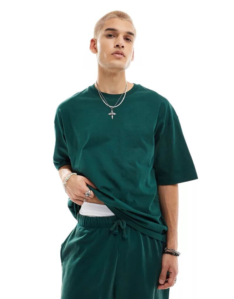 

Футболка оверсайз бутылочно-зеленого цвета Bershka