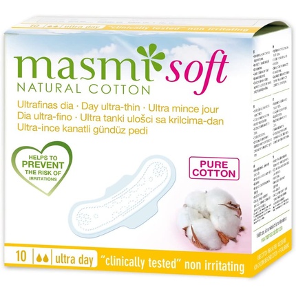 Прокладки Masmi Soft Ultra Thin – дневные из чистого хлопка cottons прокладки для пре менопаузы с крылышками и покрывающим слоем из 100% чистого хлопка 8 шт