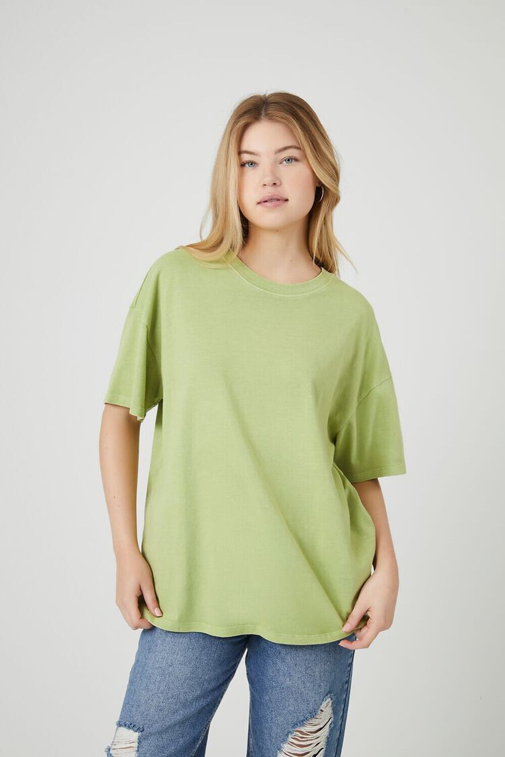 

Оверсайз-футболка Boyfriend Crew Forever 21, шалфей