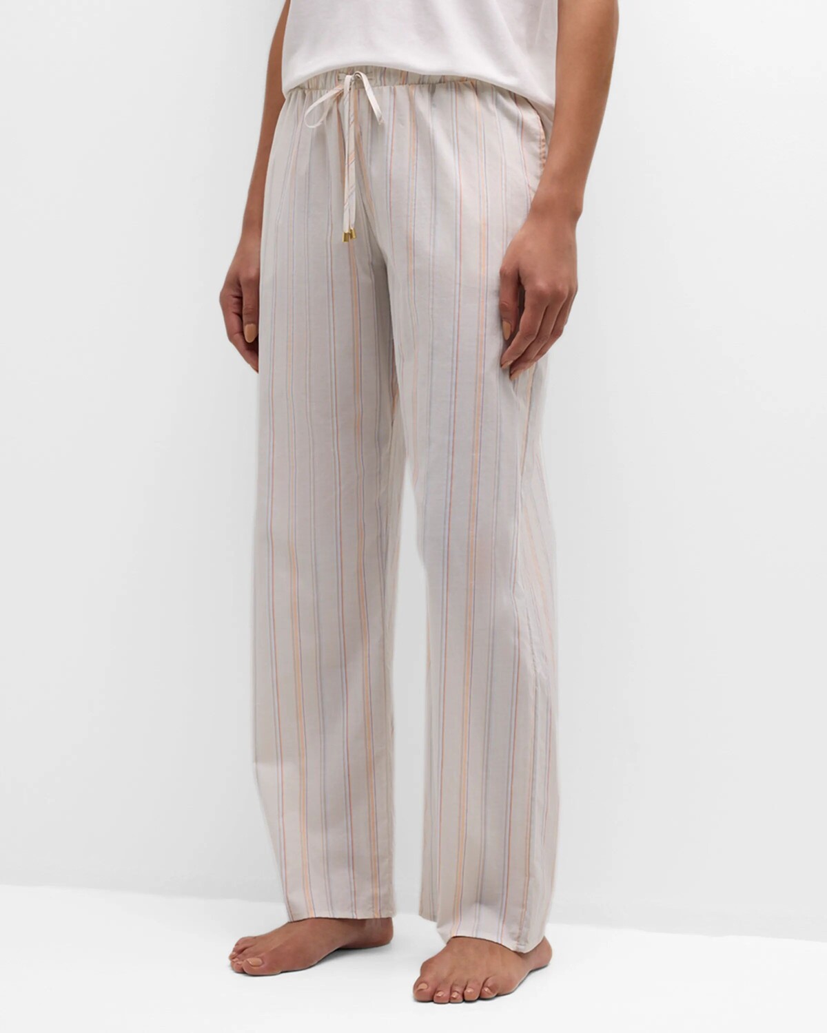 

Полосатые прямые хлопковые брюки для отдыха Hanro, цвет Pastel Stripe