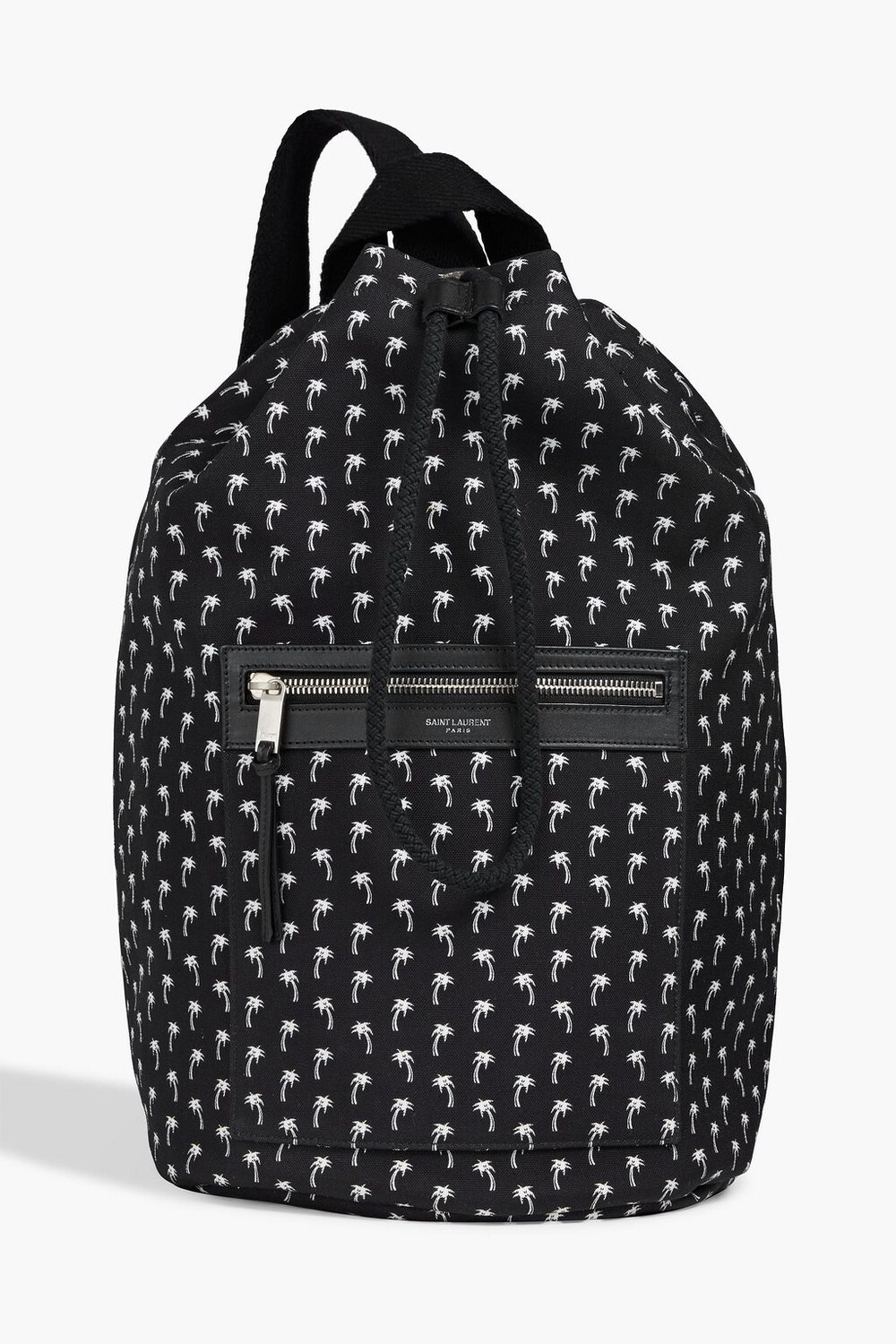 

Рюкзак из парусины с кожаной отделкой и принтом SAINT LAURENT, черный
