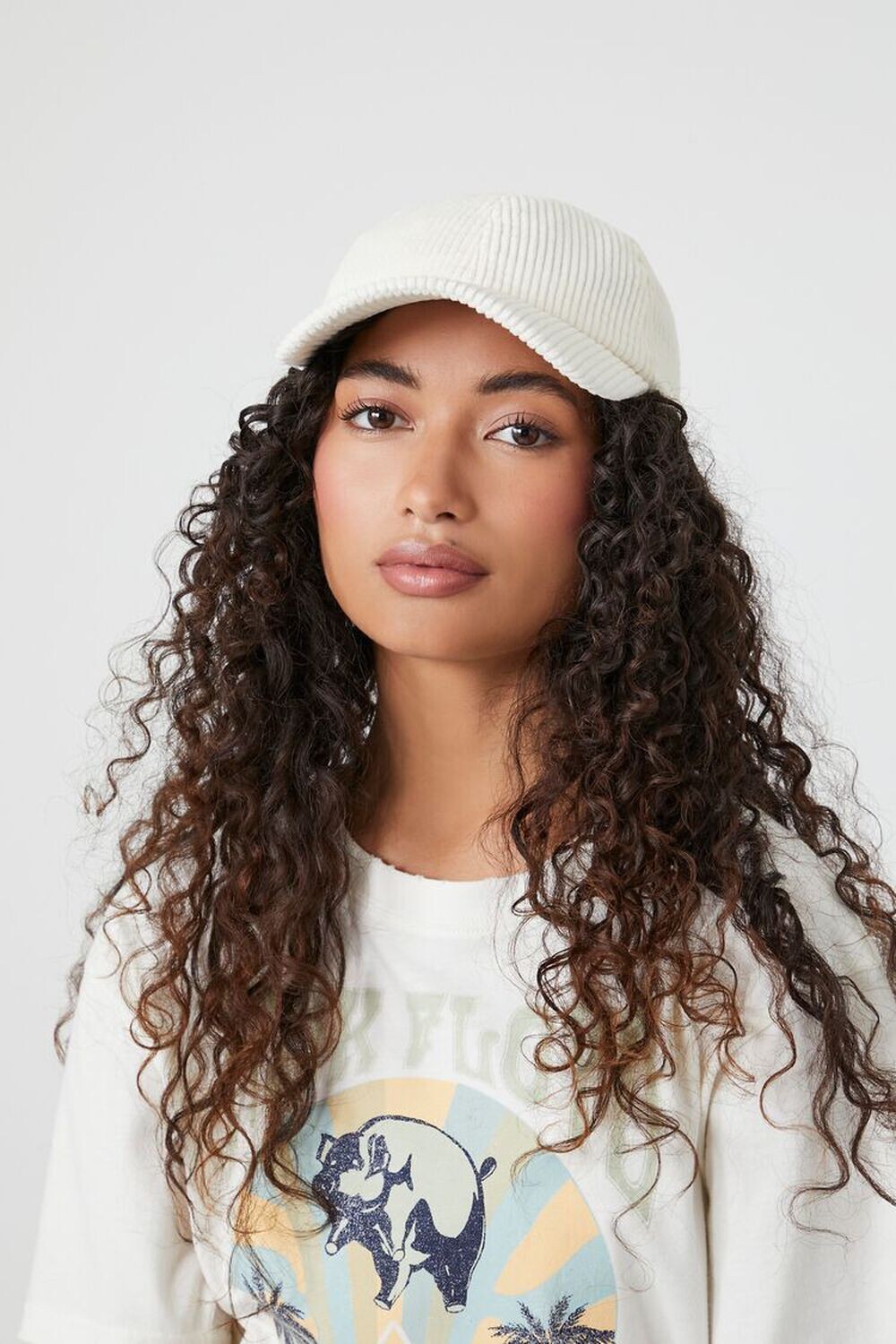 

Вельветовая бейсболка Forever 21, кремовый