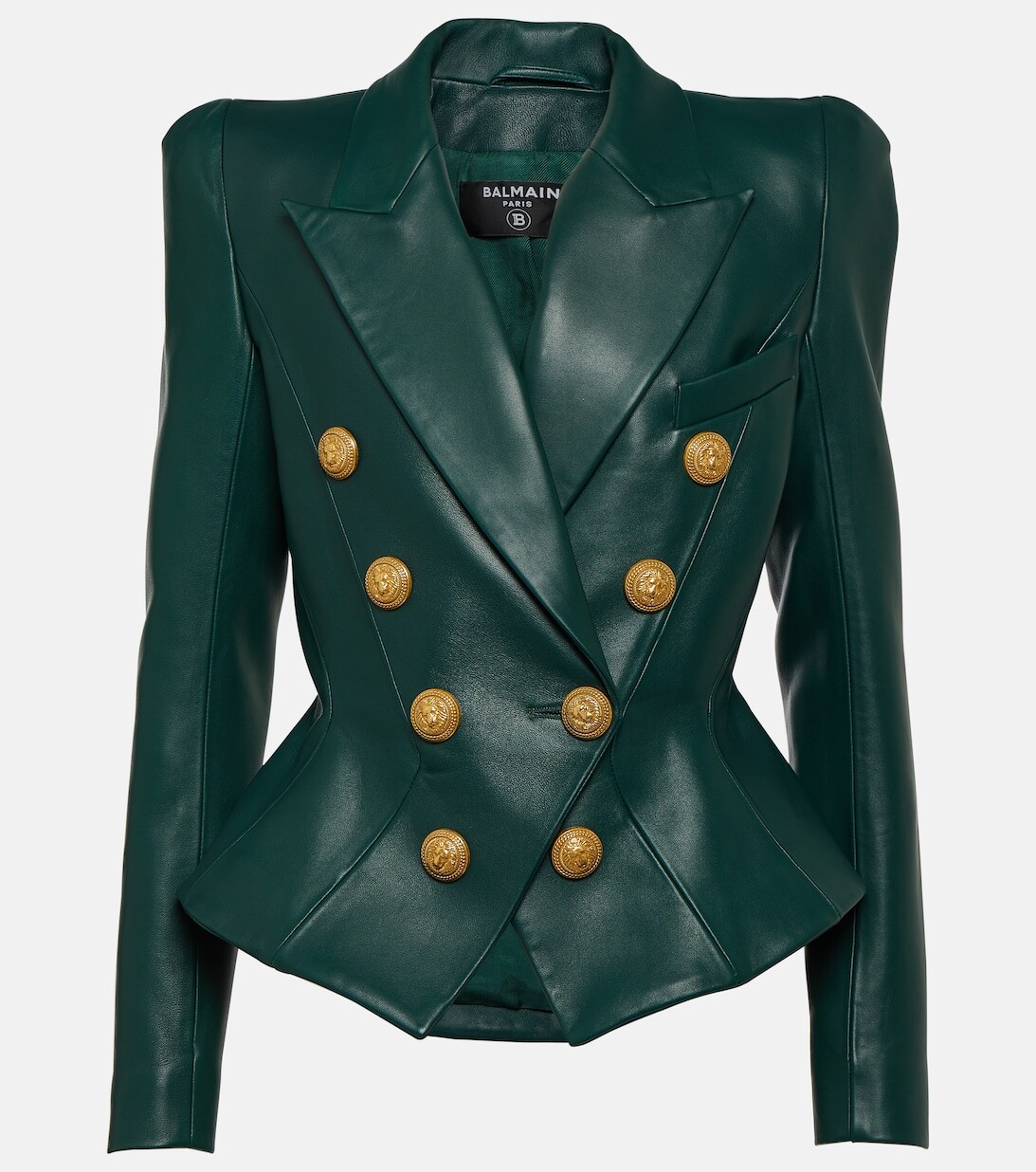 

Кожаный блейзер BALMAIN, зеленый