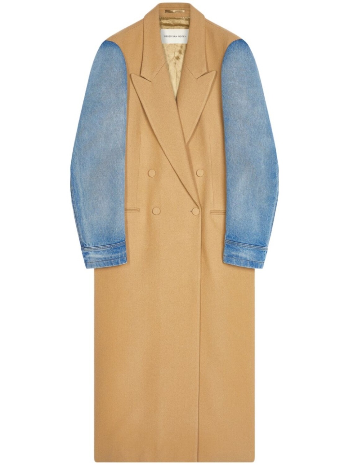 

DRIES VAN NOTEN двубортное шерстяное пальто, нейтральный цвет