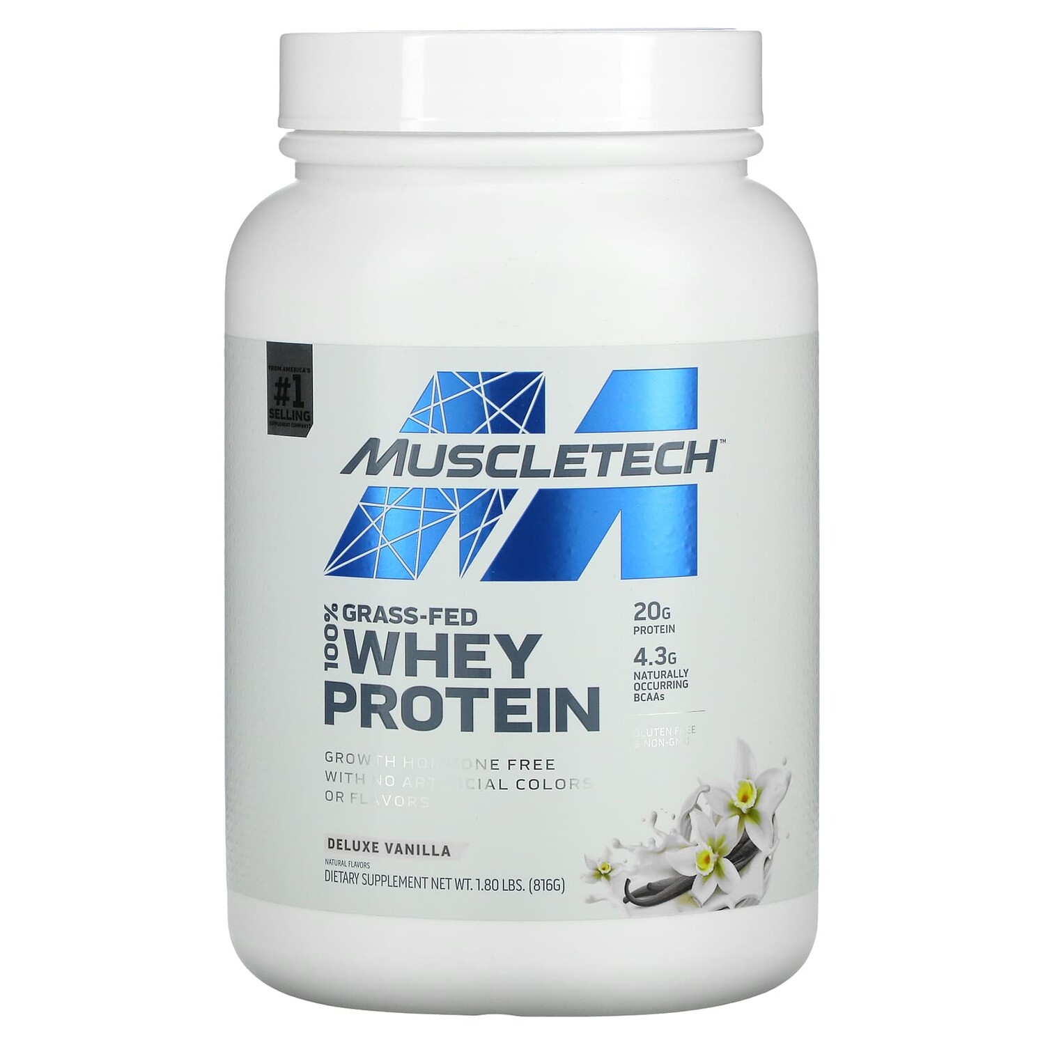 

100% сывороточный протеин от коров травяного откорма, ваниль, 816 г (1,8 фунта), MuscleTech
