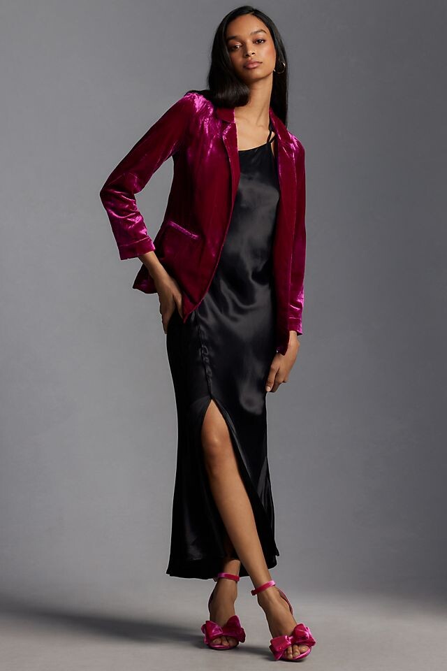 

Блейзер Anthropologie Velvet Tulip-Back, малиновый