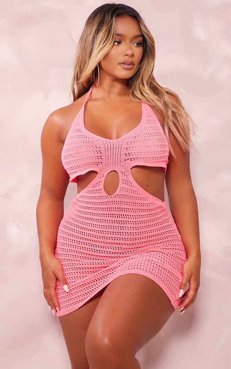 

PrettyLittleThing Розовое мини-платье с вырезами крючком