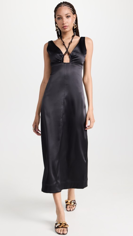 

Платье GANNI Double Satin Halter-Neck, черный