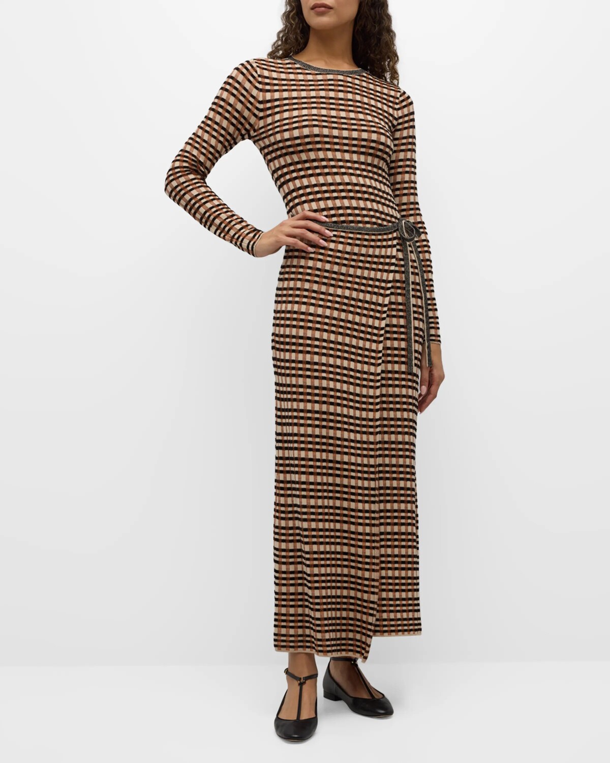 

Жаккардовое платье с запахом в клетку Anouk Ulla Johnson, цвет Tierra Check