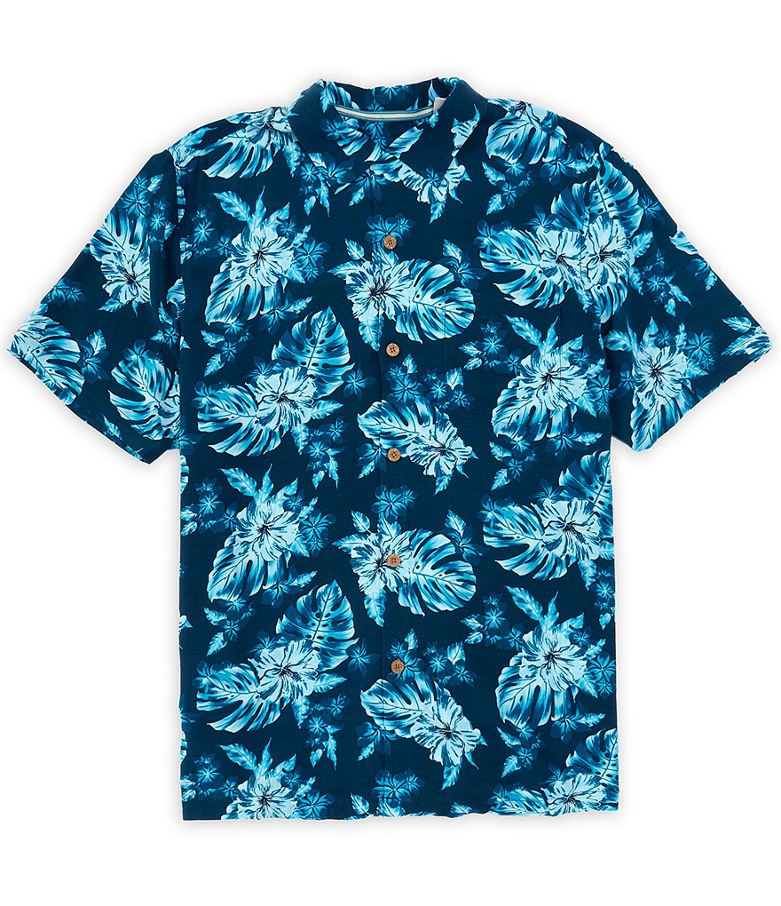 Tommy Bahama Veracruz Cay Cascade Blooms Тканая рубашка с короткими рукавами, синий