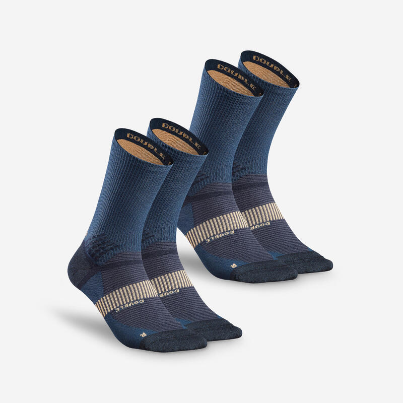 Носки походные высокие 2 пары - Hike 520 темно-синие QUECHUA, цвет blau походные носки теплые высокие 2 пары зимние походные sh100 quechua цвет schwarz
