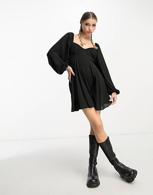 Черное платье мини с открытой спиной и годеками ASOS DESIGN платье мини с открытой спиной asos design белый