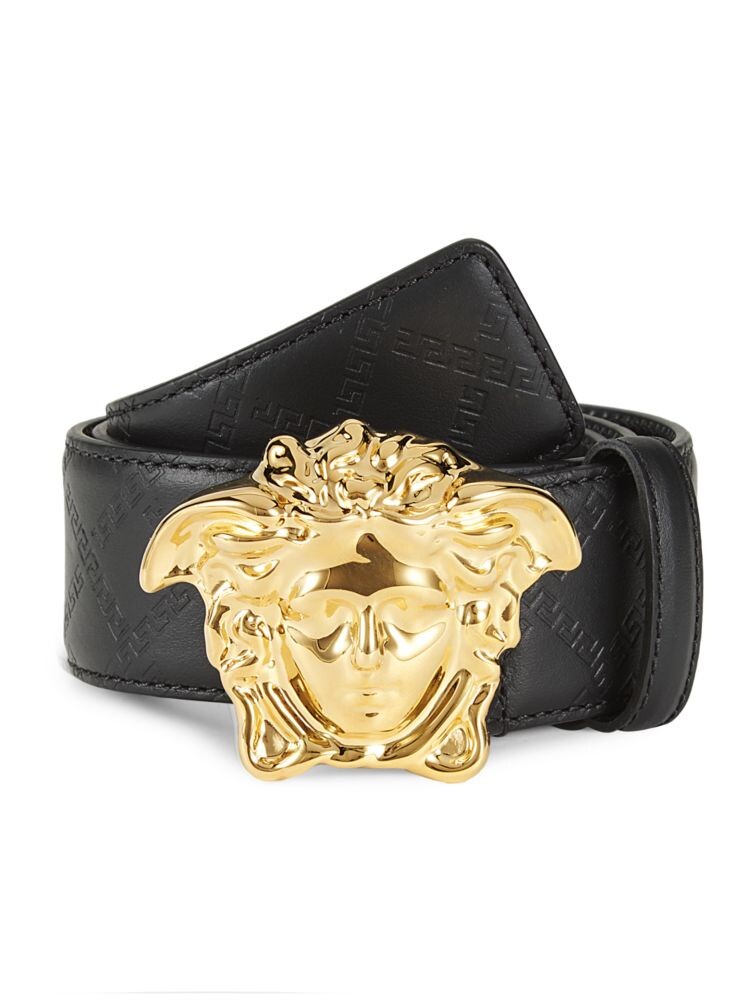 

Кожаный ремень с пряжкой Medusa Versace, черный