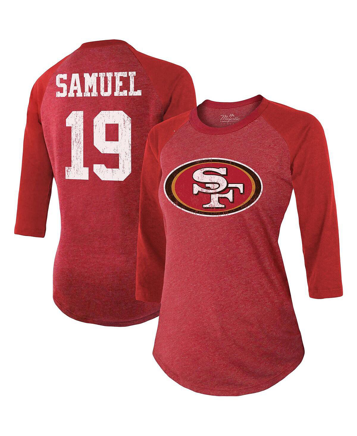 Женские нитки Deebo Samuel Scarlet San Francisco 49ers Имя и номер игрока  Футболка реглан Tri-Blend с рукавами 3/4 Majestic – заказать по выгодной  цене из-за рубежа в «CDEK.Shopping»