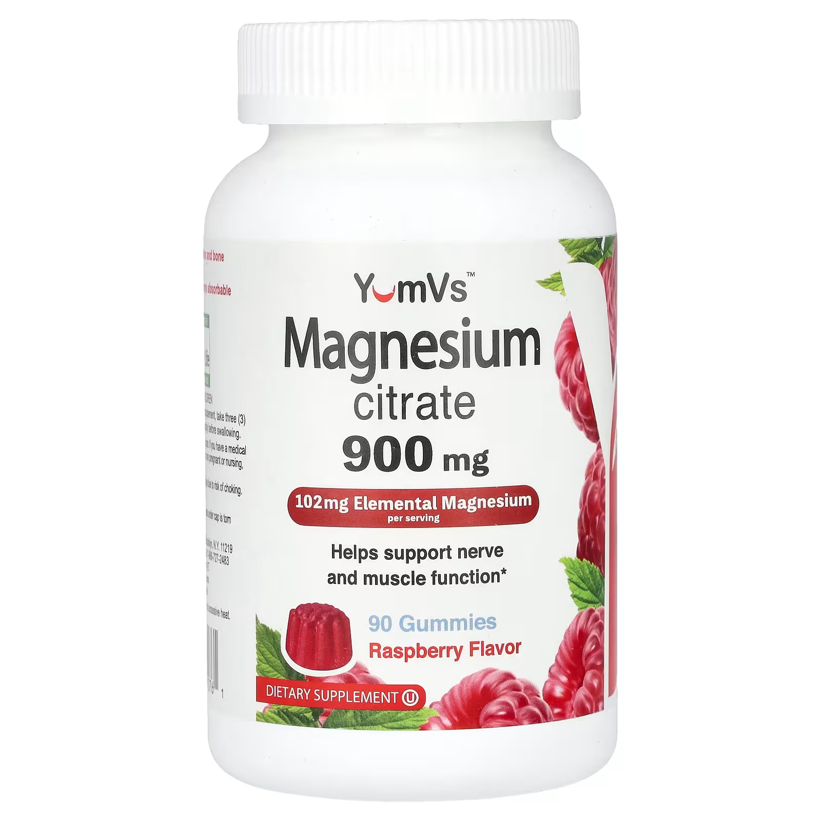 Цитрат магния YumV's 900 мг с малиной, 90 жевательных таблеток