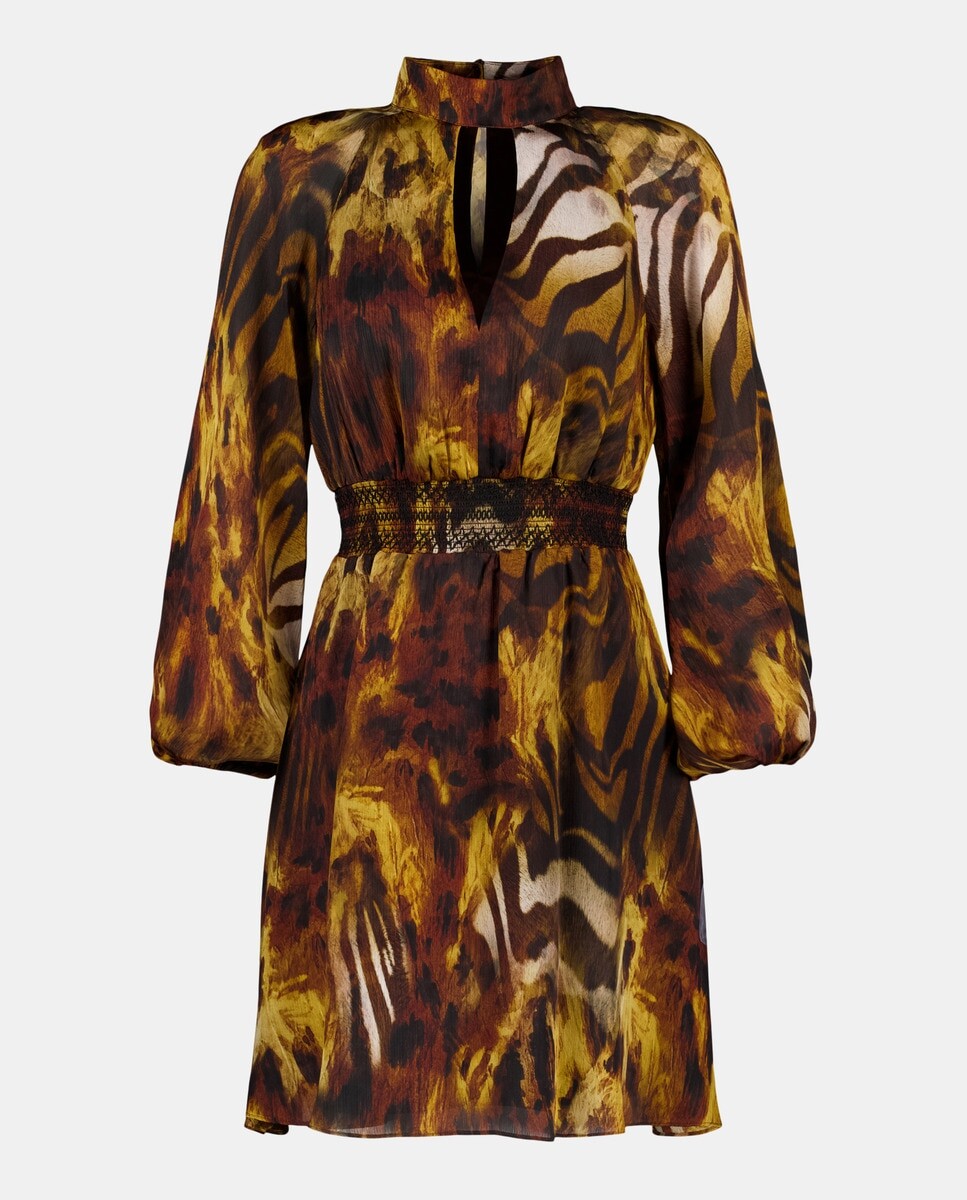 

Короткое платье-рубашка с животным принтом Marciano by Guess, коричневый