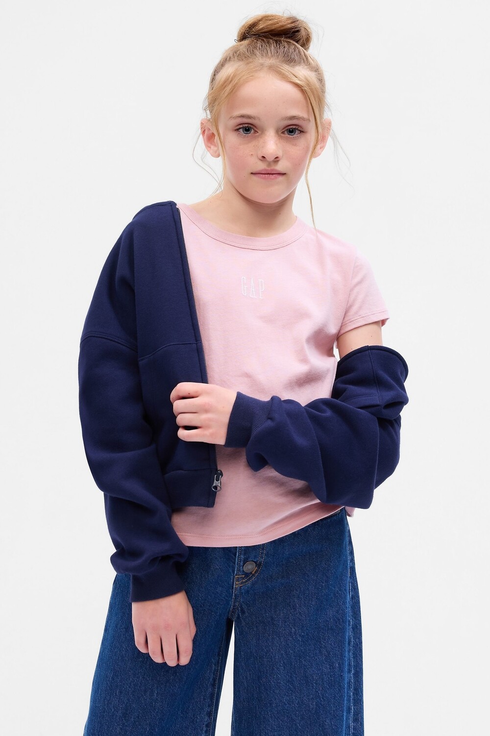 

С круглым вырезом из натурального хлопка Gap, розовый
