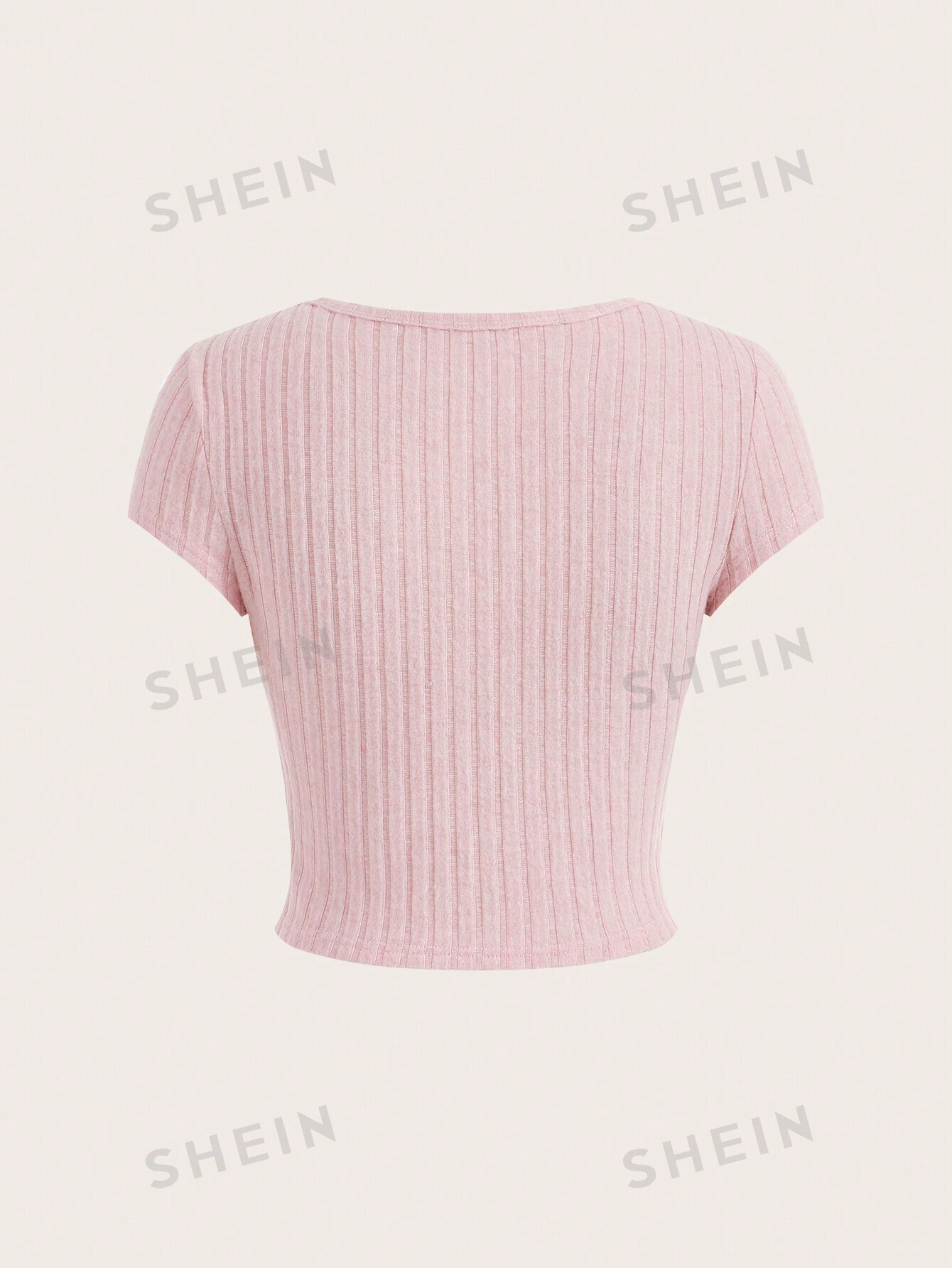 SHEIN EZwear Женская трикотажная футболка с короткими рукавами, розовый
