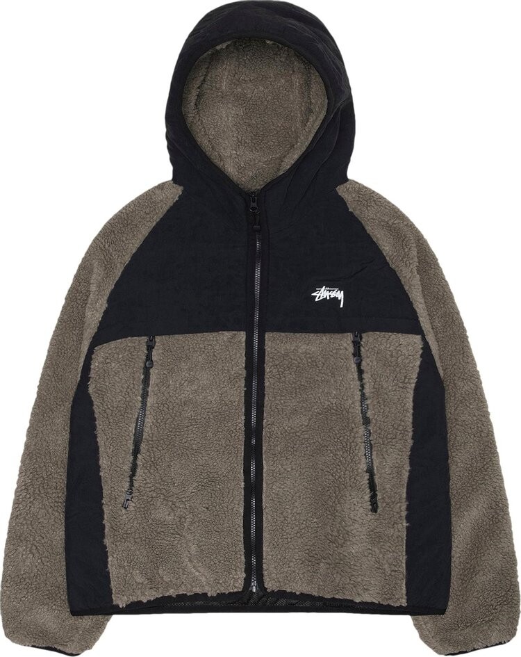

Куртка Stussy Sherpa Paneled Hooded 'Stone', серый
