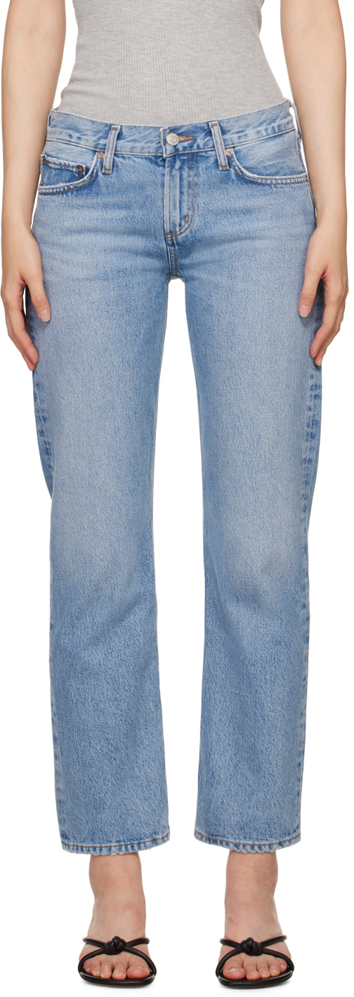 Синие янтарные джинсы Agolde, цвет Libertine новинка весна лето 2023 модные мужские джинсы с эффектом потертости воды облегающие универсальные небольшие синие джинсы