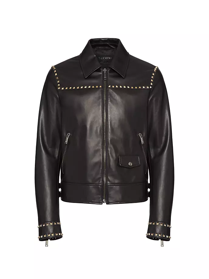 

Кожаная куртка Rockstud Untitled с заклепками Valentino Garavani, черный