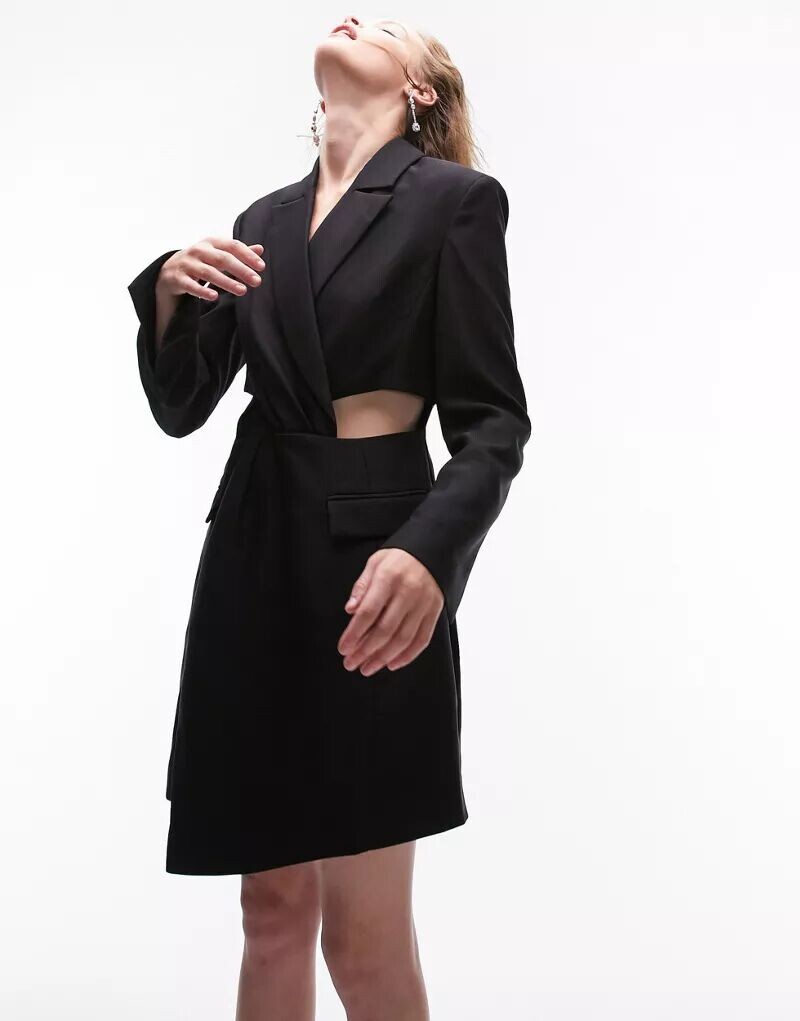 

Черное платье-блейзер с вырезами Topshop Tailored