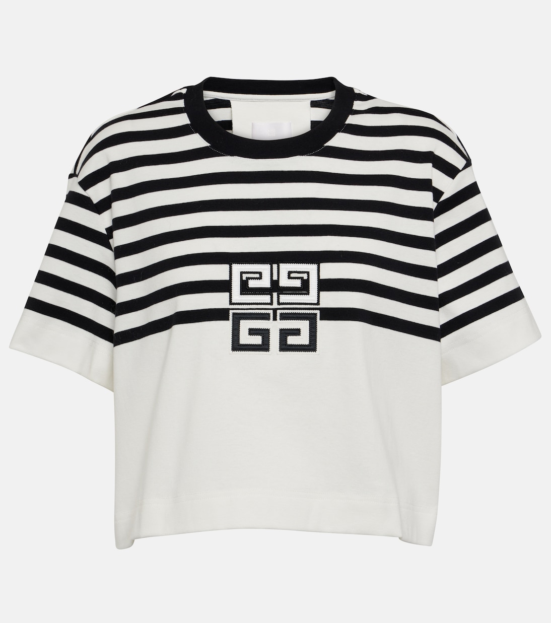 Укороченная футболка из хлопкового джерси 4g Givenchy, черный