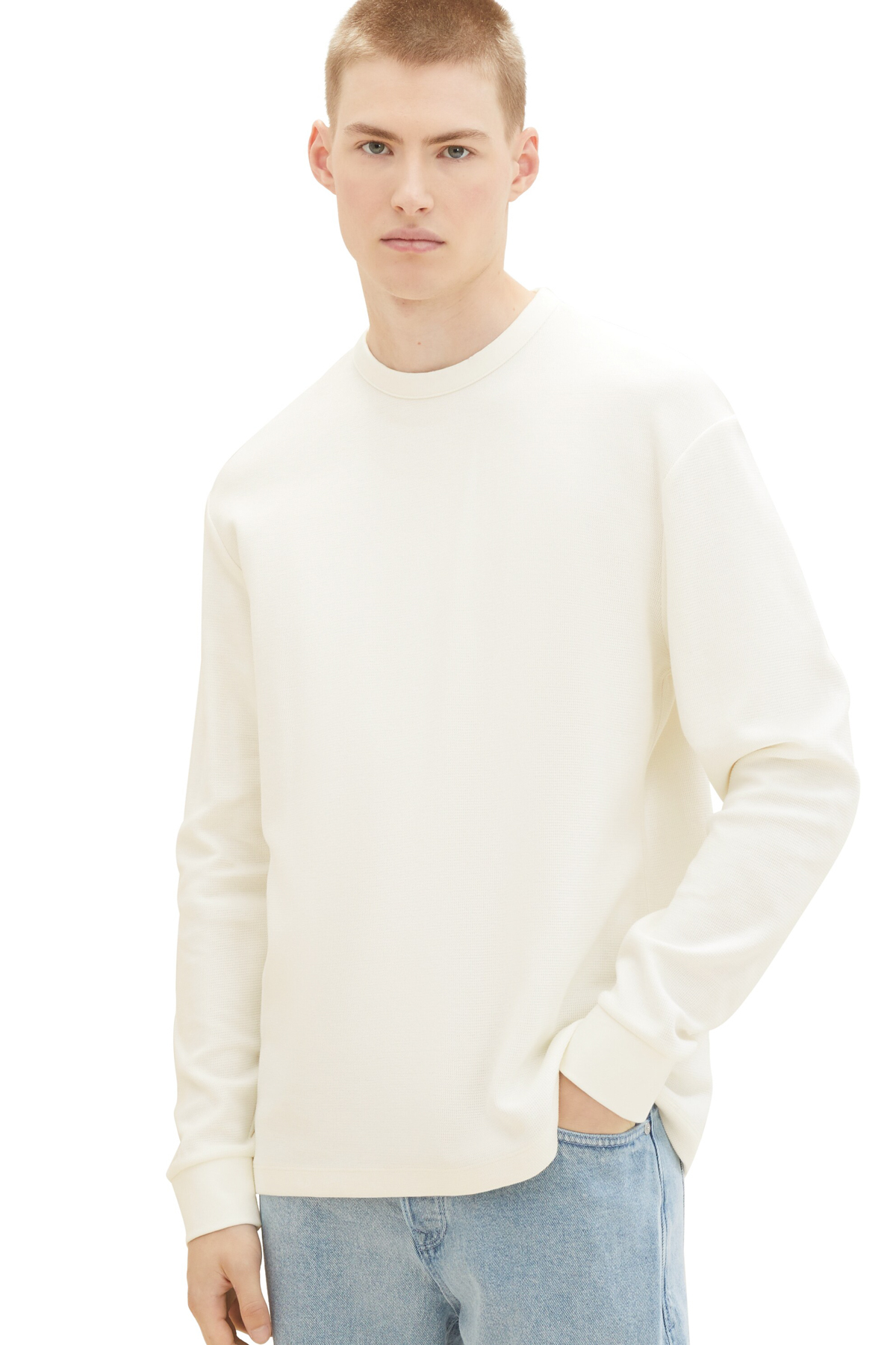 Свитер - Белый - Классический крой Tom Tailor Denim, белый свитер серый классический крой tom tailor denim серый