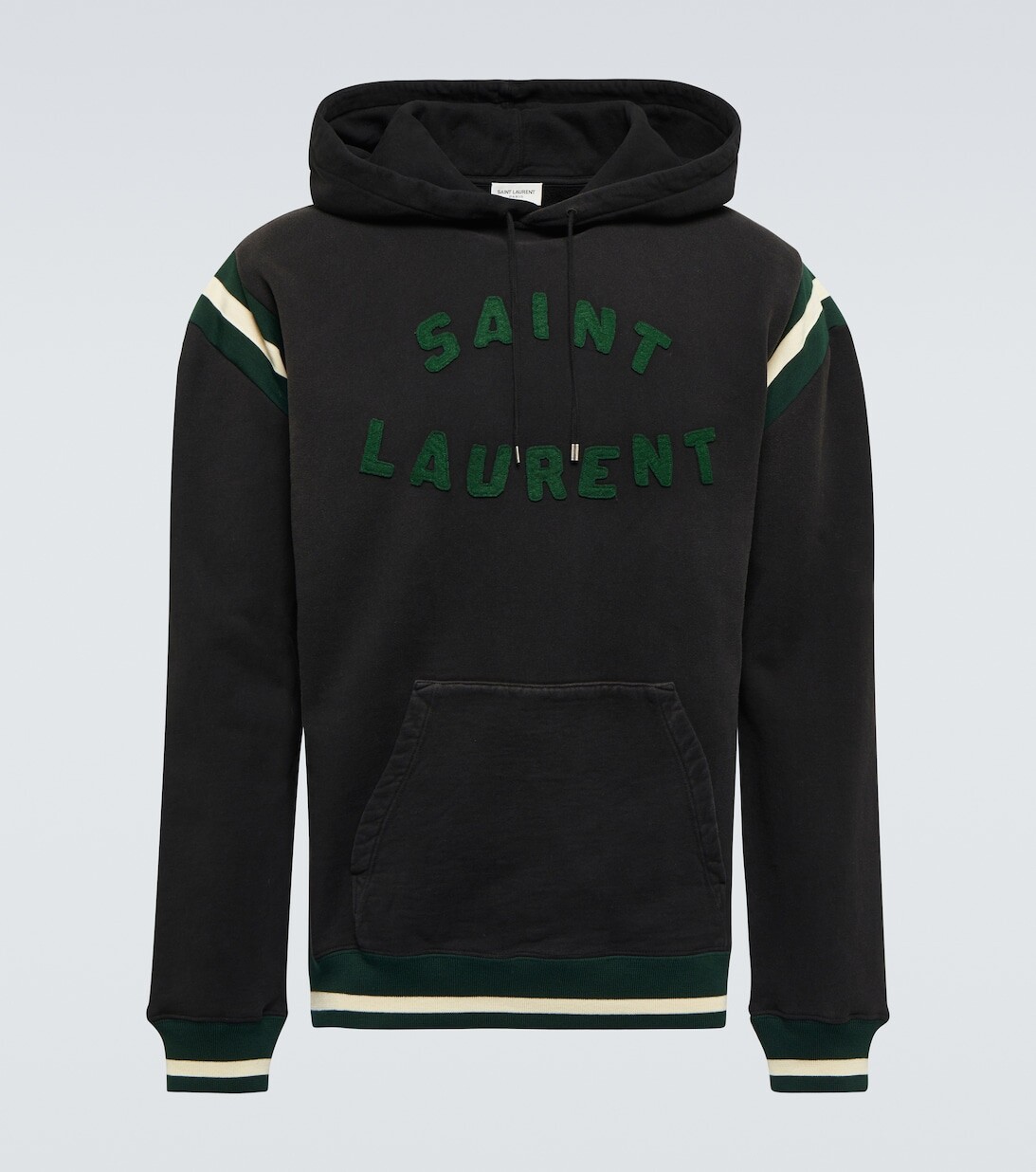 

Худи из хлопкового джерси с логотипом Saint Laurent, черный