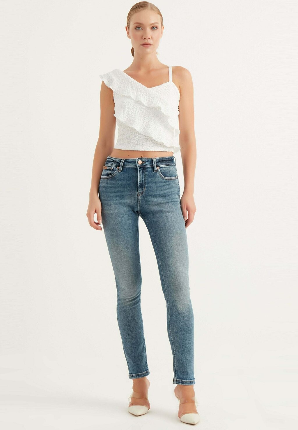 

Джинсы приталенного кроя Skinny Midi Rise DENIM TRIP, синий