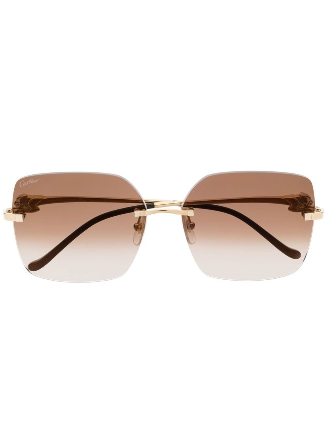 

Солнцезащитные очки в безободковой квадратной оправе Cartier Eyewear, золотистый
