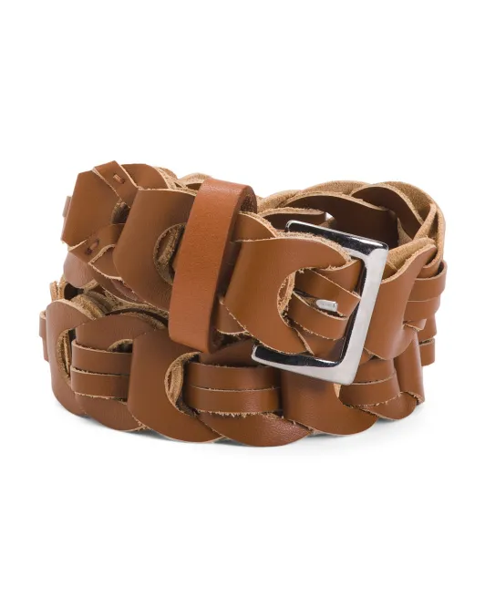 

Кожаный тканый ремень Made In Italy Martina Mori, цвет Cognac