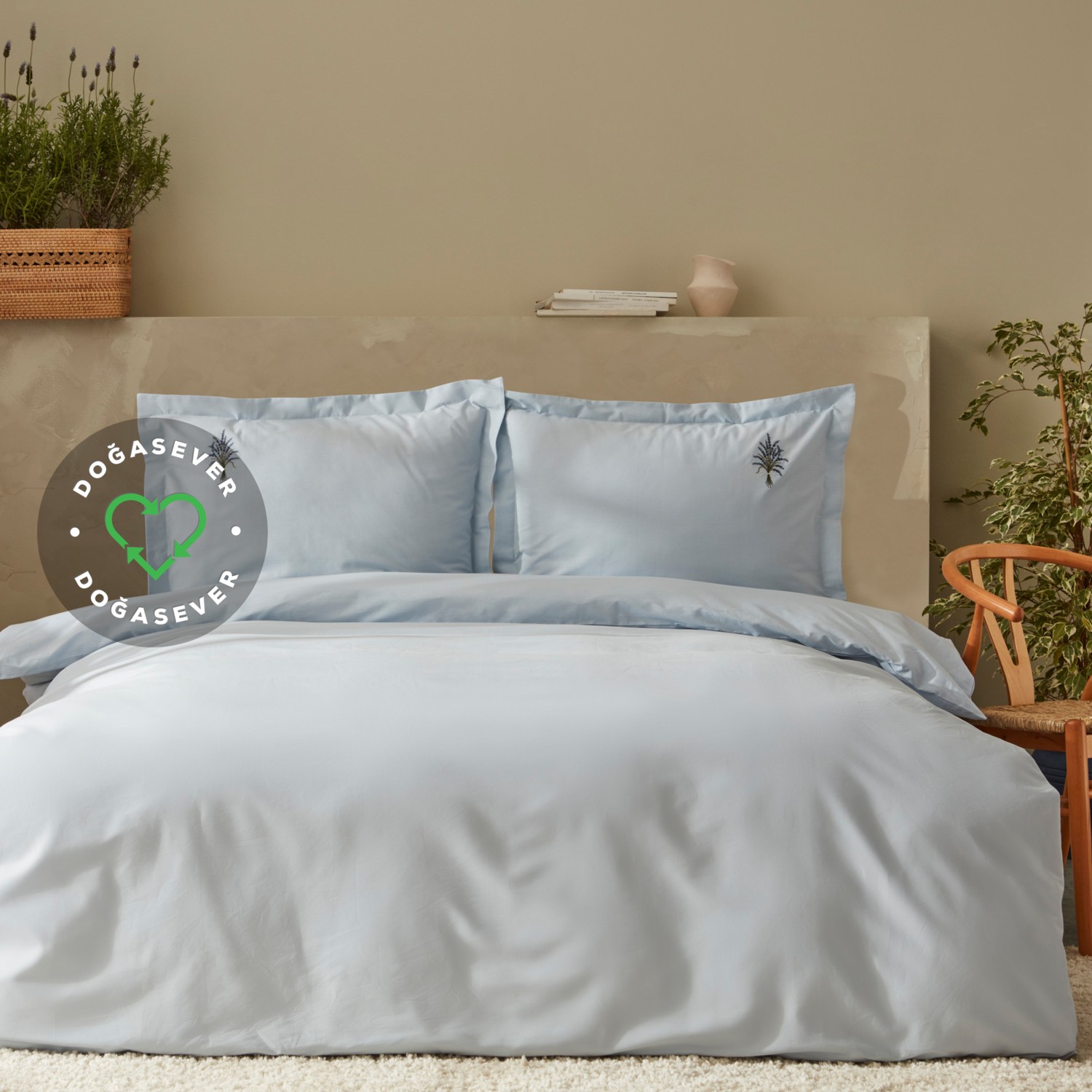 комплект постельного белья с вышивкой karaca home Комплект постельного белья Karaca Home Lavender Vegan, сиреневый